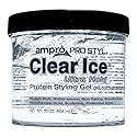 Ampro Pro Styl Clear Ice Styling Gel - Protects and Strengthens Your Strands - Non-Flaking, Alcohol Free, Vegan Formula - Flexible, Touchable Hold