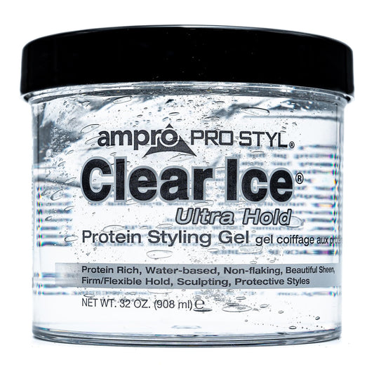 Ampro Pro Styl Clear Ice Styling Gel - Protects and Strengthens Your Strands - Non-Flaking, Alcohol Free, Vegan Formula - Flexible, Touchable Hold