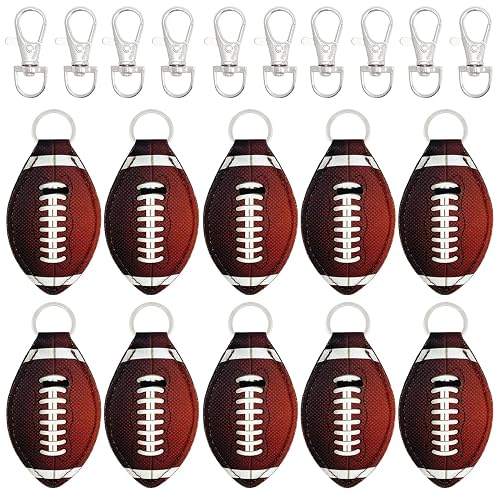 allydrew 10 Pack Chapstick Holder Keychain, Keyring for Lip Balm Lip Gloss Lipstick with 10 Pieces Metal Keyring Clasps, Football