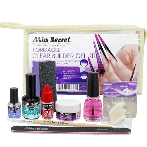 Mia Secret Formagel Builder Gel Kit CONTAINS: Nail Prep, Topcoats, Builder gel, Nail Files (Clear Kit) Beauty & Personal Care Mia Secret