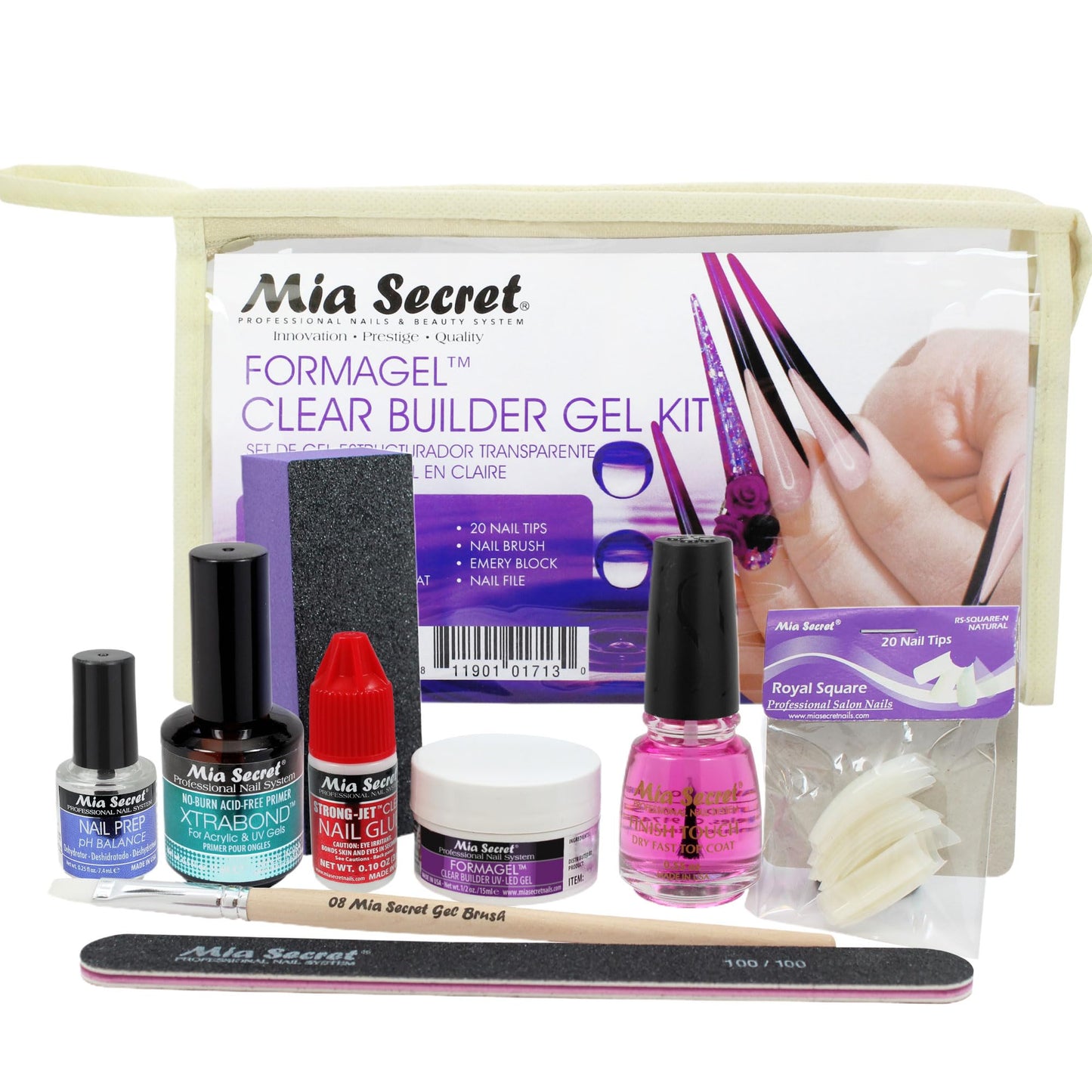 Mia Secret Formagel Builder Gel Kit CONTAINS: Nail Prep, Topcoats, Builder gel, Nail Files (Clear Kit) Beauty & Personal Care Mia Secret