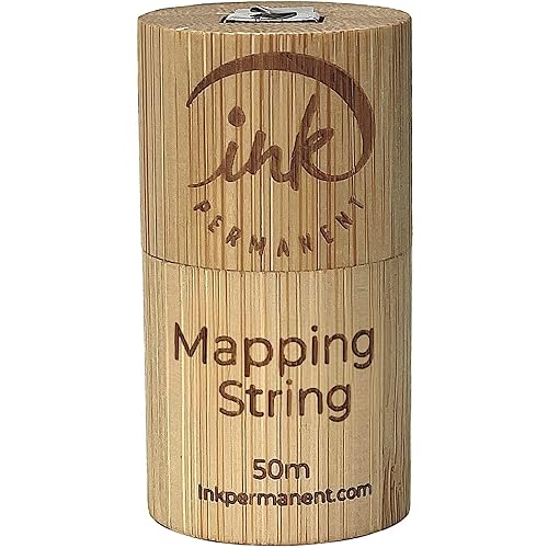 Ink Permanent [Large 50 Meters - 165 Feet] Premium White Bamboo Pre-Inked Mapping String Fine Thread Pre-Inked Microblading String for Brow Mapping…