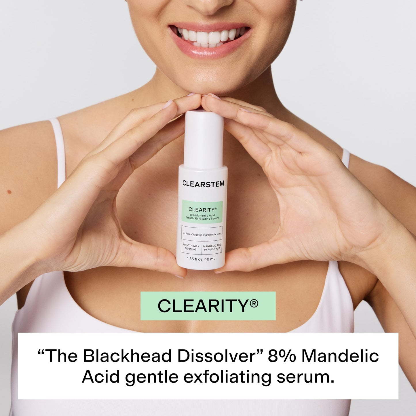 CLEARSTEM - CLEARITY The Blackhead Dissolver Mandelic Acid Serum - Vitamin C, Turmeric, Collagen Boost - All Skin Types - Facial Skin Care Products