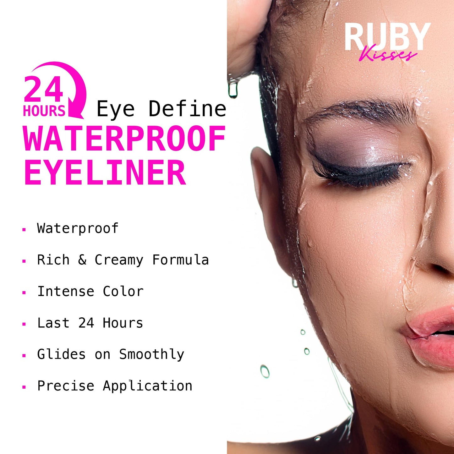 Ruby Kisses Pencil Eyeliner, Retractable Eyeliner, Waterproof, Smudge-Proof Eye Makeup, High Pigmented, 24H Long Lasting Eyepencil (Metallic Gold)