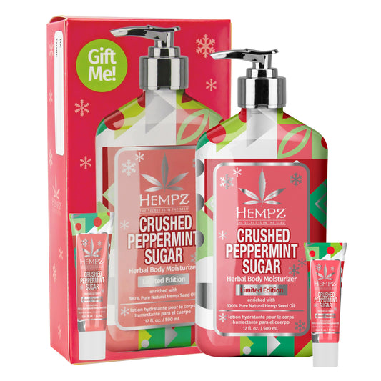 Hempz Crushed Peppermint Sugar Gift Set , Body Lotion and Lip Balm, for Men & Women Beauty & Personal Care Hempz