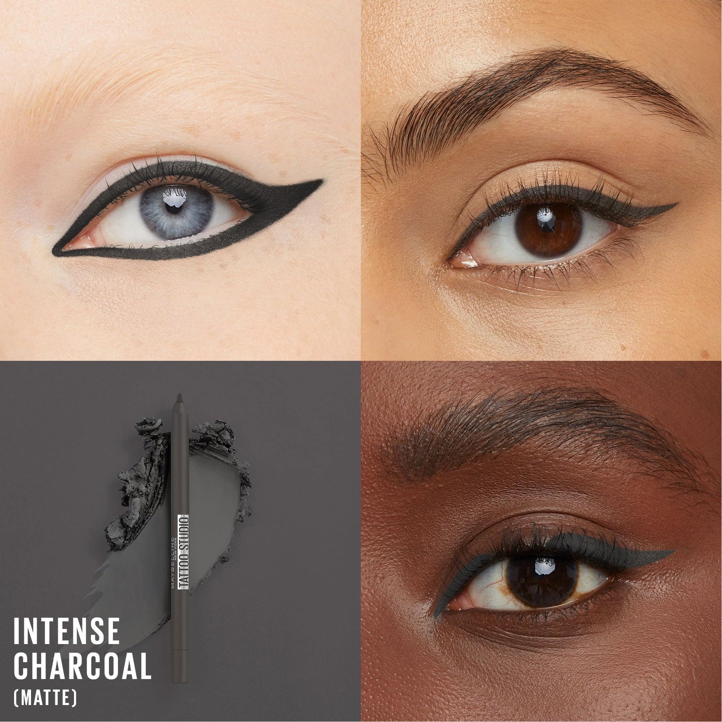 Maybelline TattooStudio Long-Lasting Sharpenable Eyeliner Pencil, Glide on Smooth Gel Pigments with 36 Hour Wear, Waterproof, Intense Charcoal, 1