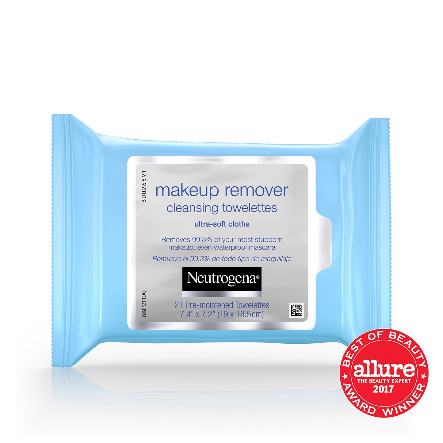 Neutrogena Makeup Remover Cleansing Facial Towelettes, Daily Gentle Face Wipes to Remove Oil, Dirt, & 99.3% of Makeup, Safe for Sensitive Eyes