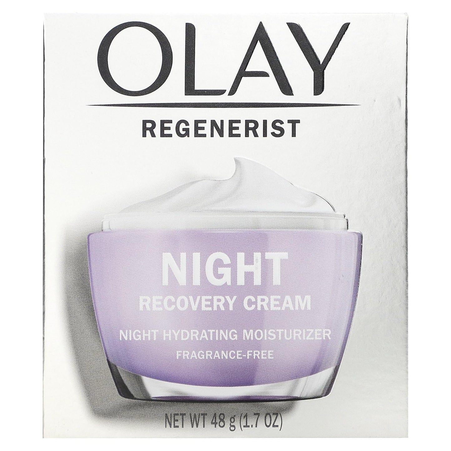 (Pack of 2) 0LAY Regenerist NIGHT RECOVERY Cream - FRAGRANCE FREE - 1.7 Fl Oz (48 g) EACH - Advanced Anti-Aging Moisturize