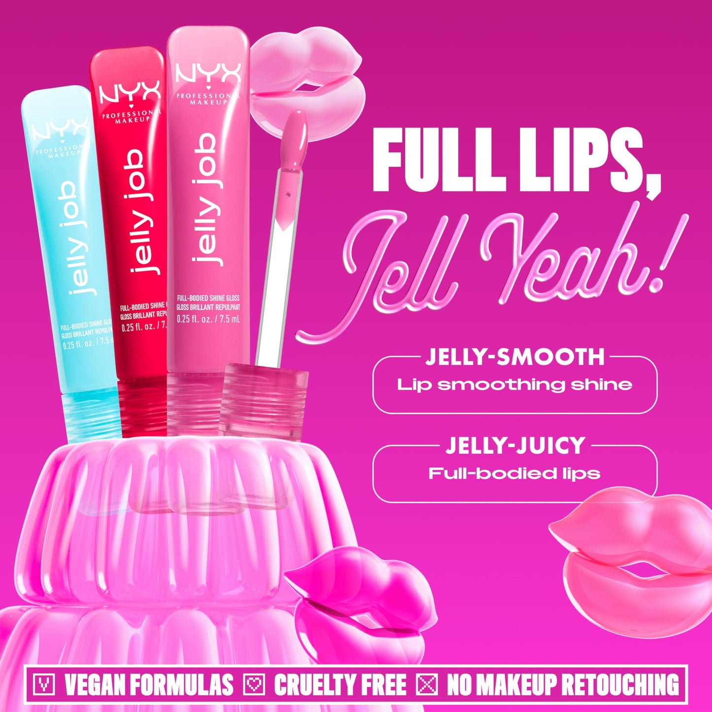 NYX PROFESSIONAL MAKEUP Jelly Job Lip Gloss, Lip Tint Gloss with Full-Bodied, Smoothing, and Hyper-Glossy Shine - Jelly Blushin' (Pale Pink)