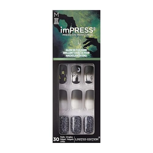 Kiss imPRESS Press on Manicure Halloween Nails - Waking the Witch, Medium Length, Square Shape, 30 Fake Nails Beauty & Personal Care KISS