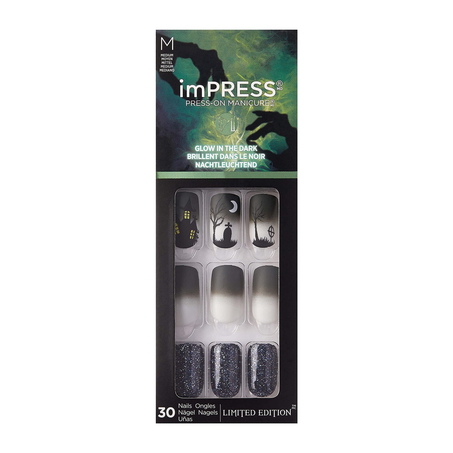 Kiss imPRESS Press on Manicure Halloween Nails - Waking the Witch, Medium Length, Square Shape, 30 Fake Nails Beauty & Personal Care KISS