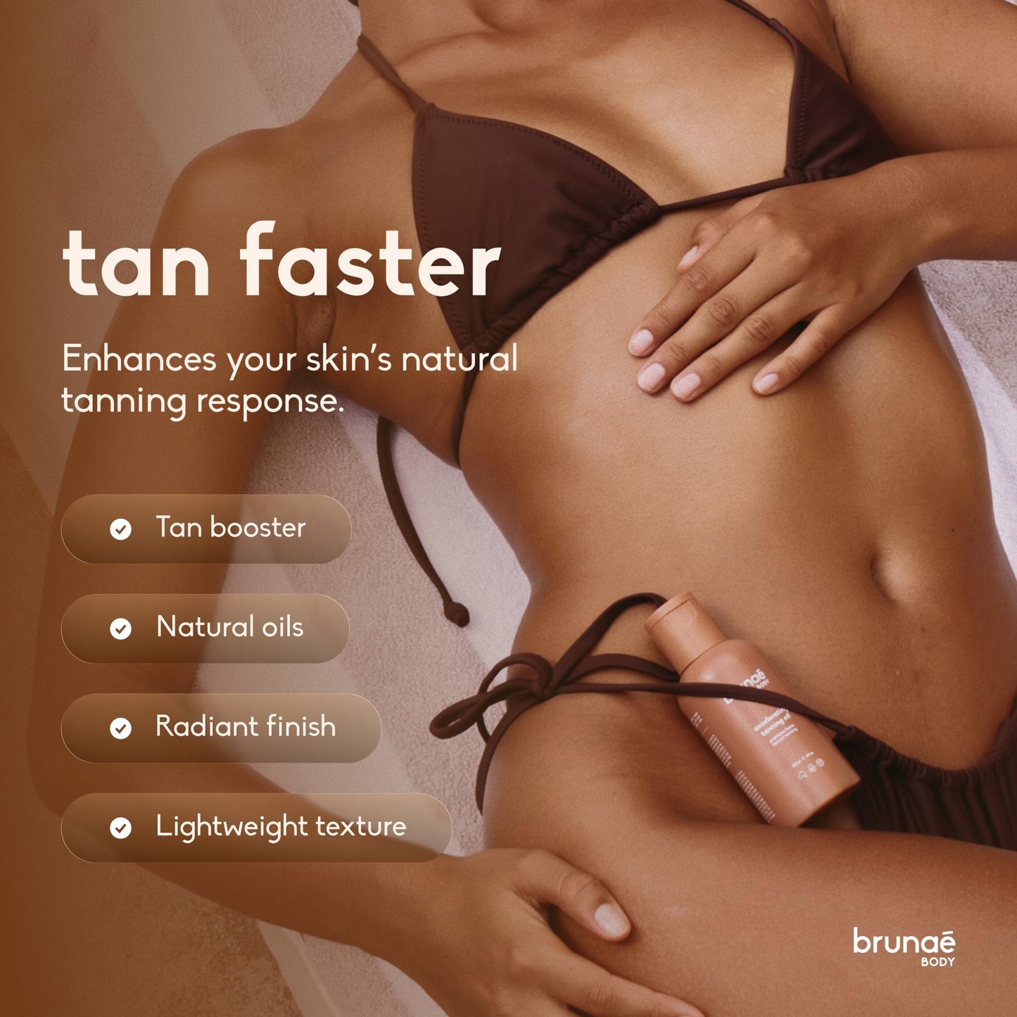 BRUNAE BODY® Dark Tanning Oil [FOR DARKER & FASTER TAN] - Accelerating Formula for Tanning Beds & Outdoor Sun - Tan Enhancer - 14+ Natural Oils
