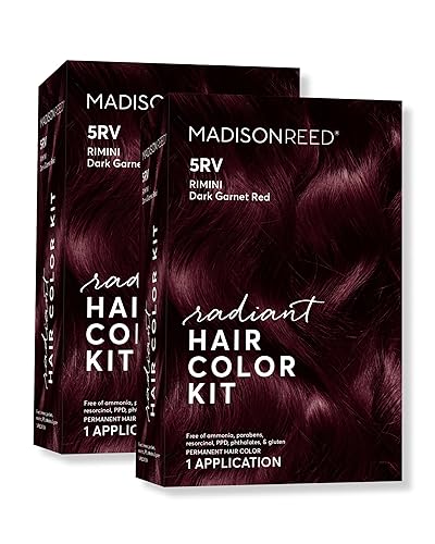 Madison Reed Radiant Hair Color Kit - 5RV Dark Garnet Red with Vibrant Red Violet Tones (Rimini Garnet) Vivid Color Permanent Hair Dye, PPD-Free