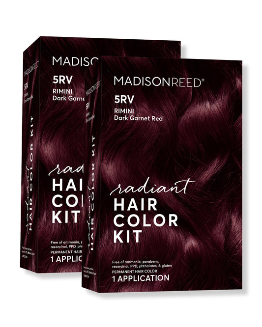 Madison Reed Radiant Hair Color Kit - 5RV Dark Garnet Red with Vibrant Red Violet Tones (Rimini Garnet) Vivid Color Permanent Hair Dye, PPD-Free
