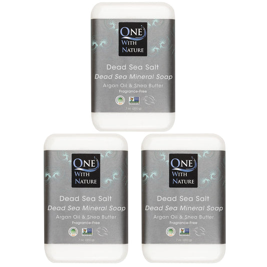 DEAD SEA Salt SOAP 3 PK - Shea Butter, Argan Oil, Magnesium, Sulfur, Minerals. All Skin Types, Problem Skin. Acne Treatment, Eczema, Psoriasis