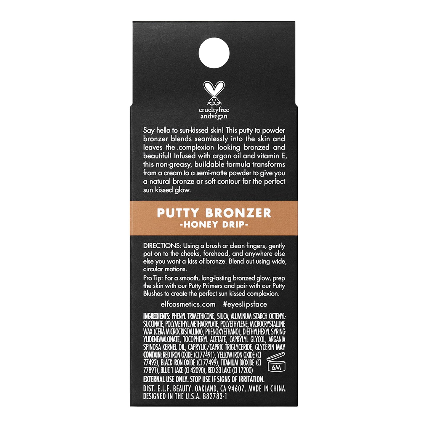 e.l.f. Putty Bronzer, Creamy & Highly Pigmented Formula, Creates a Long-Lasting Bronzed Glow, Infused with Argan Oil & Vitamin E, Honey Drip, 0.35 Oz