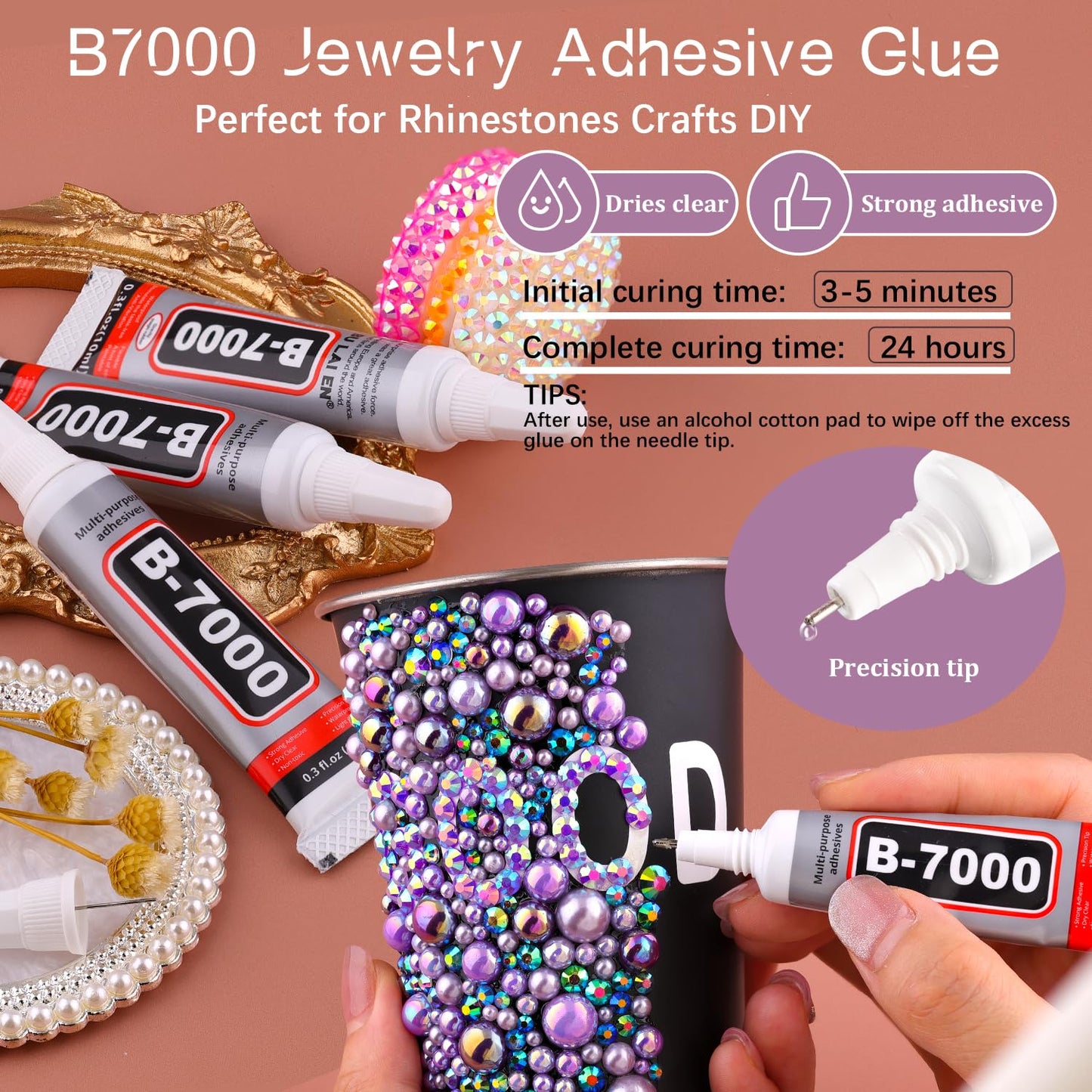80g 3-10mm Flatback Pearls and Rhinestones for Bedazzling Kit(Dark Blue) Beauty and Personal Care TINKRSTUFF
