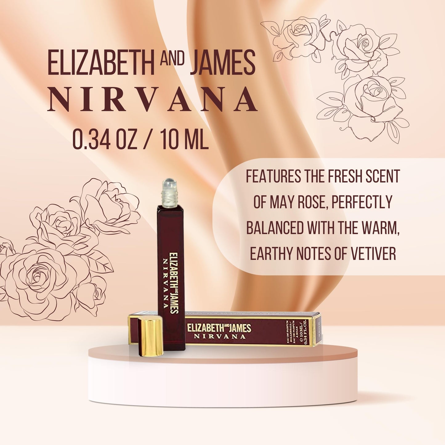 Nirvana Rose By Elizabeth And James Eau De Parfum Rollerball 0.34 Oz Mini