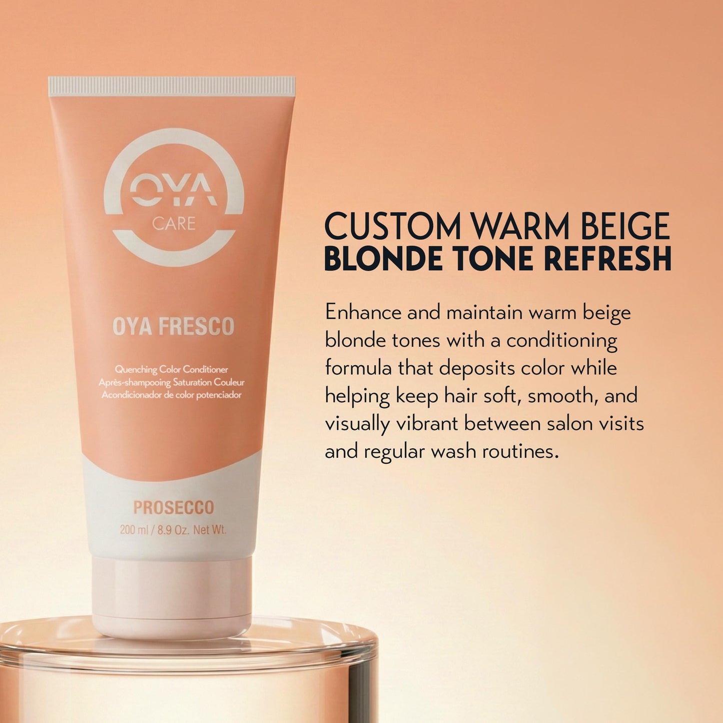 OYA Fresco Quenching Color Conditioner - Prosecco - Semi Permanent Color Depositing Conditioner for Blonde Hair - Enhances & Maintains Beige Blonde