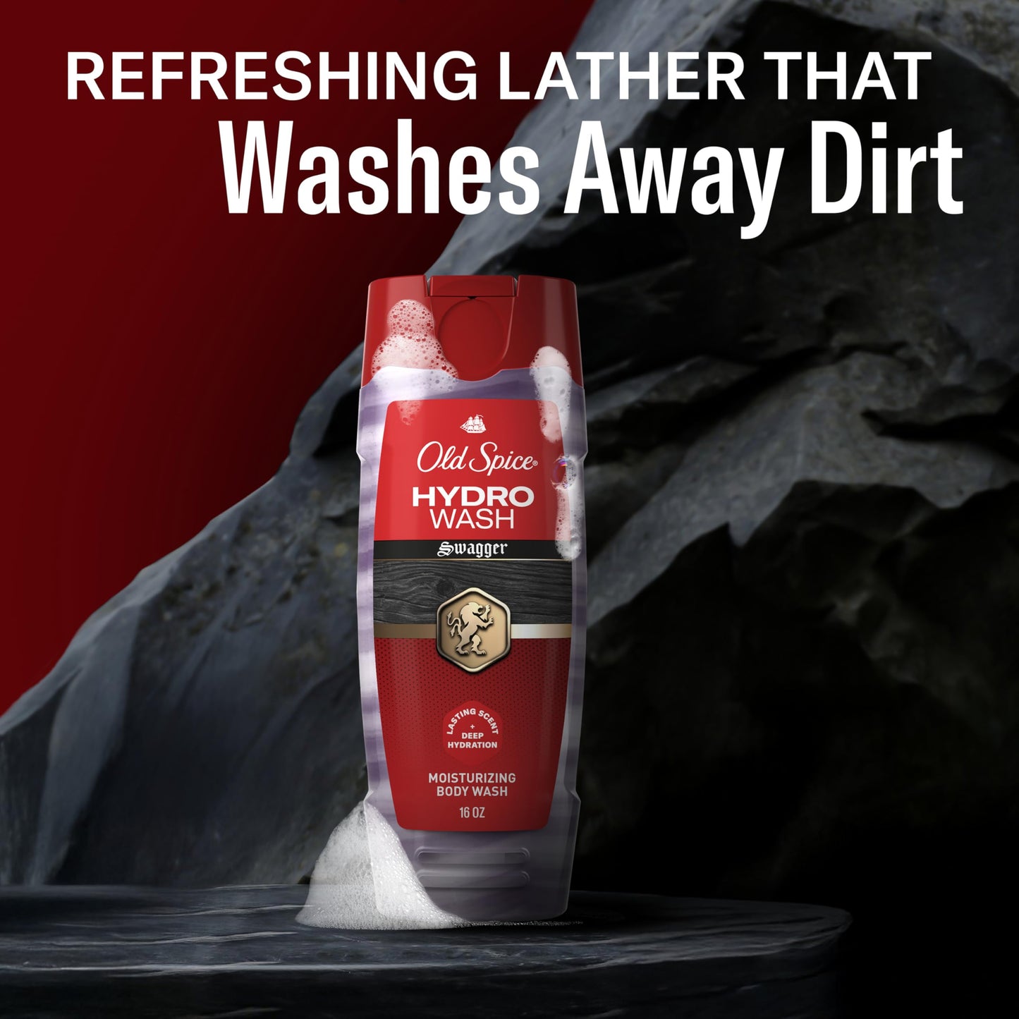 Old Spice Moisturizing Body Wash for Men, Hydro Wash, 2-in-1 Long Lasting Scent & Deep Hydration, 24/7 Shower Fresh, Swagger Scent, 16 oz