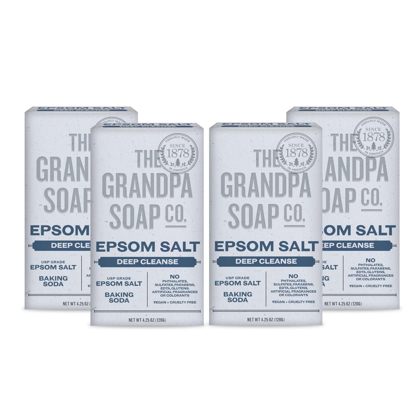 The Grandpa Soap Company Epsom Salt Bar Soap - Deep Cleansing Soap, Made with Epsom Salt and Baking Soda, Removes Dirt Grease and Grime, Vegan