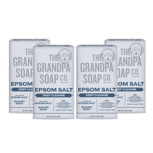 The Grandpa Soap Company Epsom Salt Bar Soap - Deep Cleansing Soap, Made with Epsom Salt and Baking Soda, Removes Dirt Grease and Grime, Vegan Beauty & Personal Care The Grandpa Soap Company