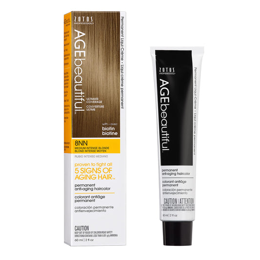 AGE beautiful Permanent Hair Color Dye Liqui Creme | 100% Gray Coverage | Anti-Aging Haircolor | Biotin for Thicker, Fuller Hair | Professional Salon