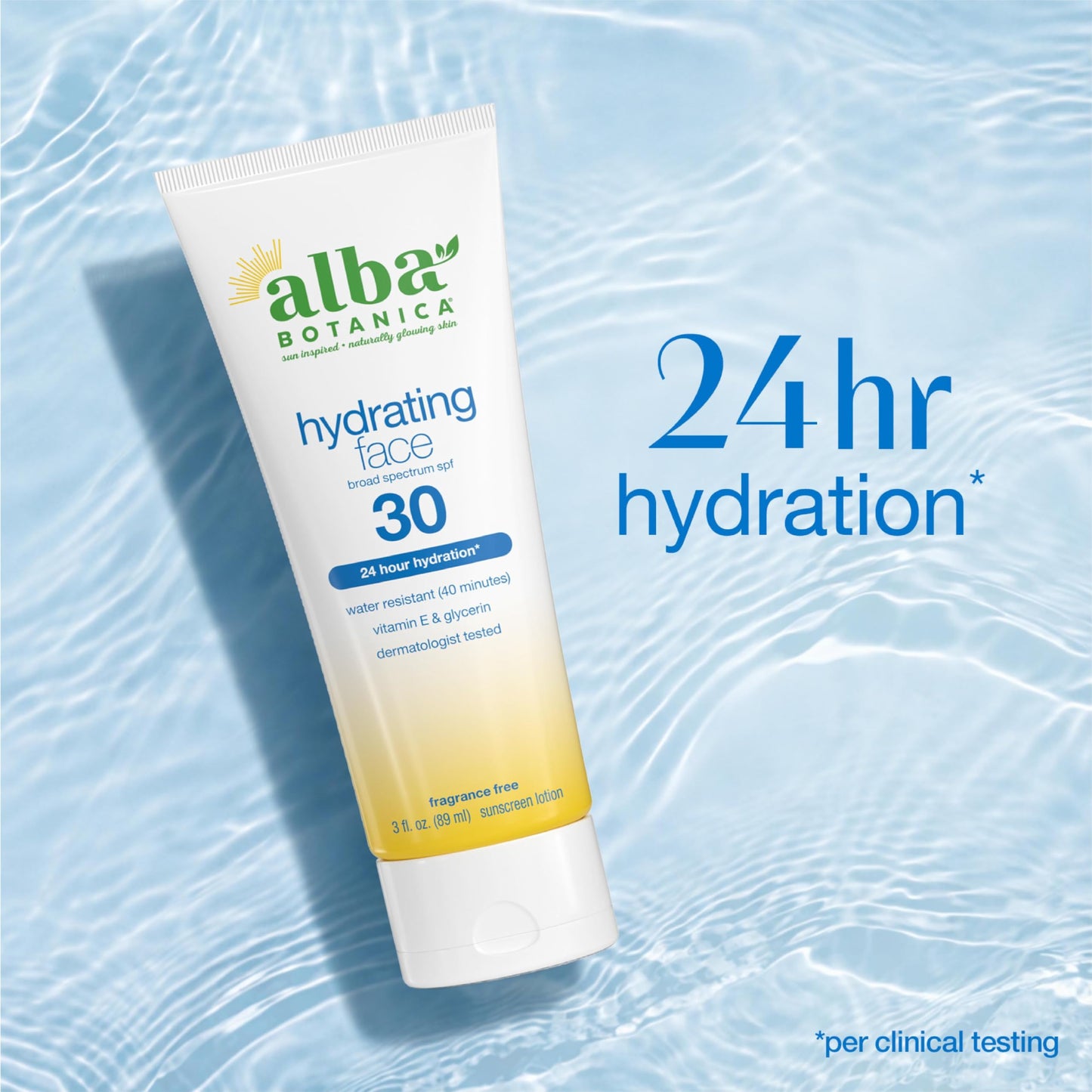 Alba Botanica Sunscreen for Face, Fragrance-Free Hawaiian Face Sunscreen Lotion, Broad Spectrum SPF 30, Water Resistant and Biodegradable, 3 fl. oz