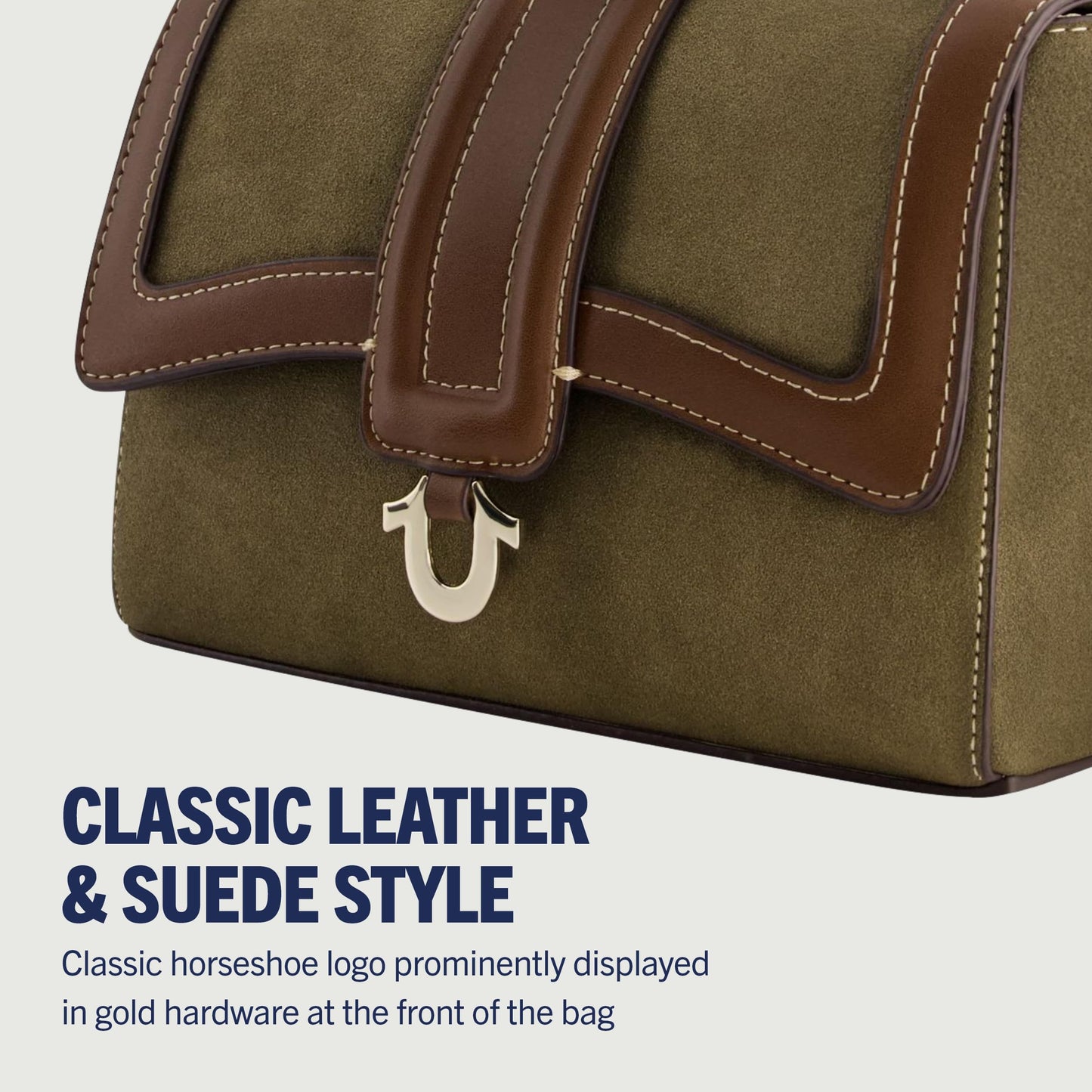 True Religion Women's Satchel Bag, Mini Crossbody Purse Handbag with Adjustable Shoulder Strap, Camo