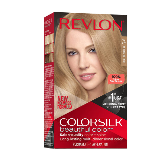 Revlon Colorsilk Beautiful Color Permanent Hair Color, Long-Lasting High-Definition Color, Shine & Silky Softness with 100% Gray Coverage, Ammonia