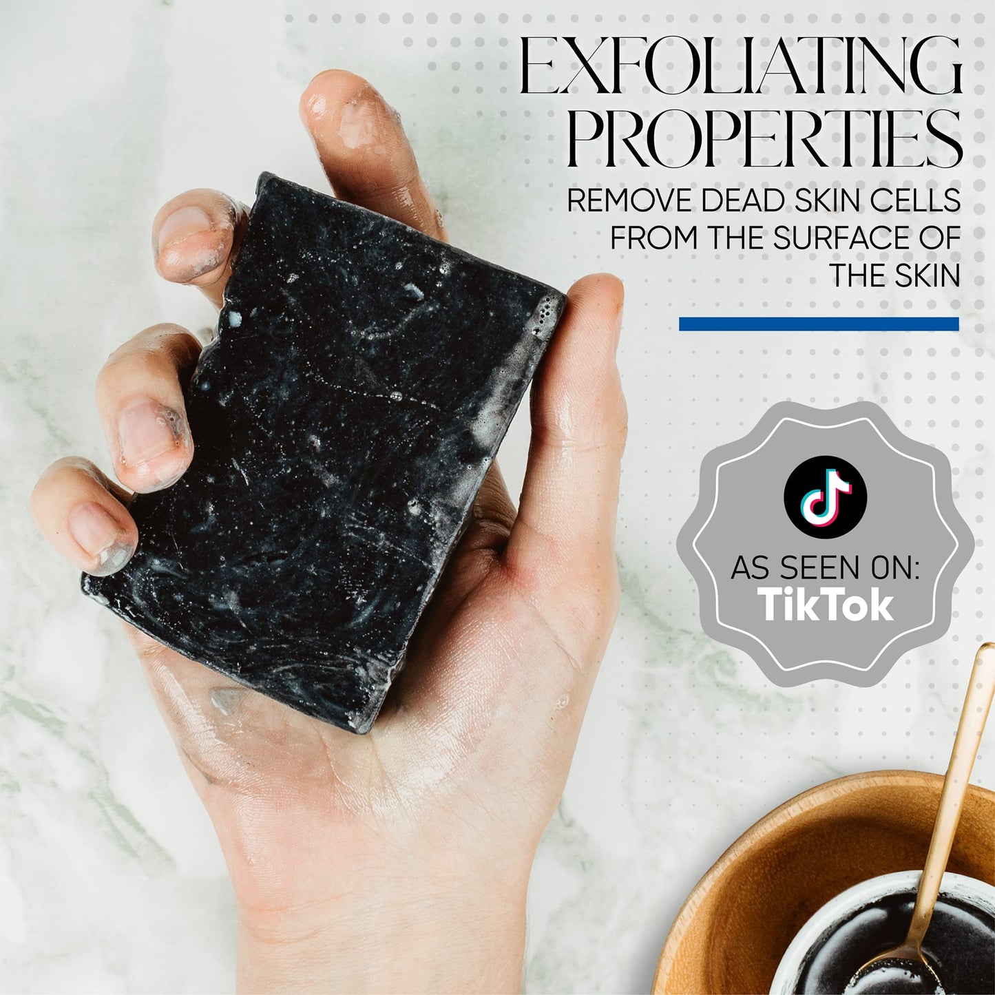 T.Taio Esponjabon Charcoal Soap Sponge - Cleansing Shower Scrubber - Cleaning Bath Wash Scrub - Oil Removal - Massage & Lather Foot, Elbow, & Face