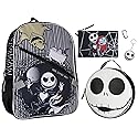 Disney Nightmare Before Christmas Jack Skellington 5 Pc Backpack Set With Lunch Box Pencil Case Carabiner And Keychain