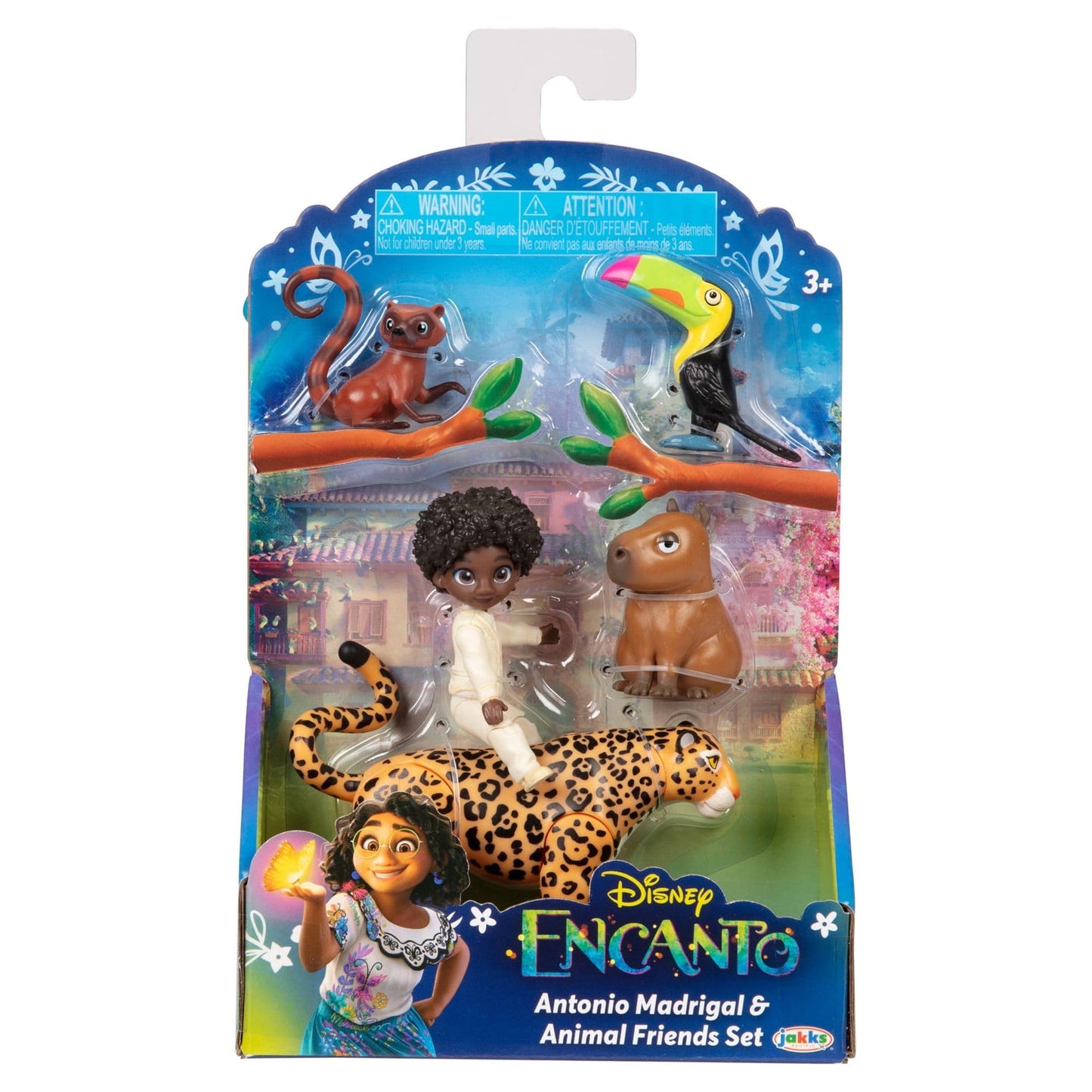 Disney Encanto - JK225581 - Antonio + Animals Figurine Set - Antonio Madrigal & 1 Jaguar, 1 Toucan, 1 Capybara and 1 Coati