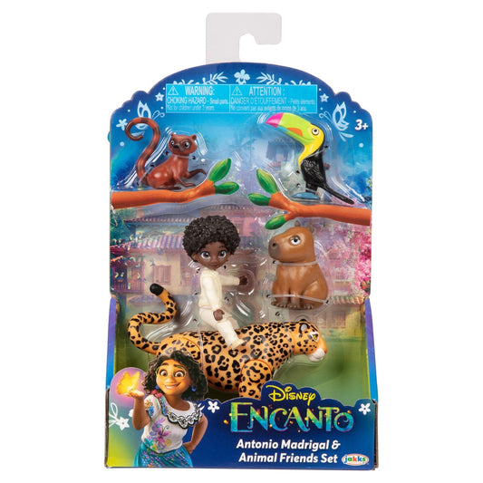 Disney Encanto - JK225581 - Antonio + Animals Figurine Set - Antonio Madrigal & 1 Jaguar, 1 Toucan, 1 Capybara and 1 Coati