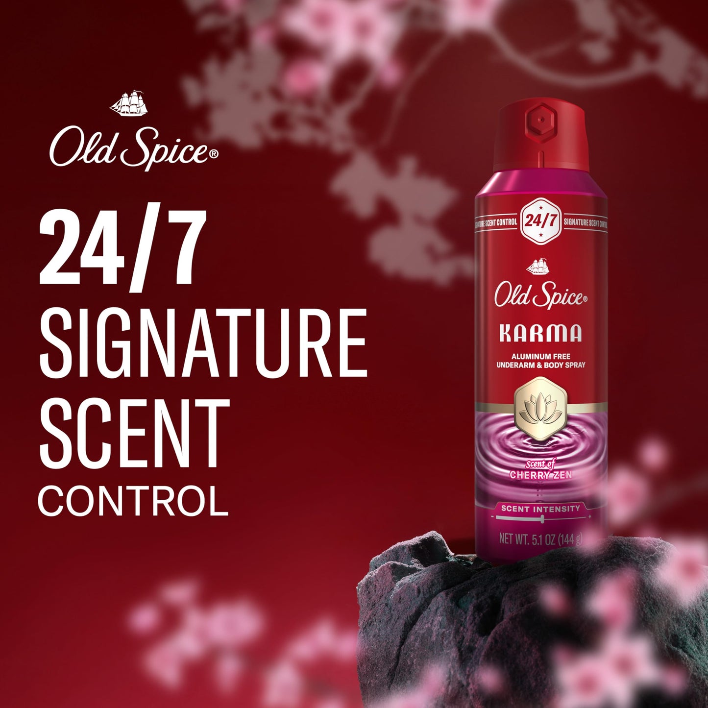 Old Spice Aluminum Free Body Spray for Men, 24/7 Signature Scent & Lasting Freshness, All-Day Odor Protection, Easy Application, Karma with Cherry Beauty and Personal Care Old Spice