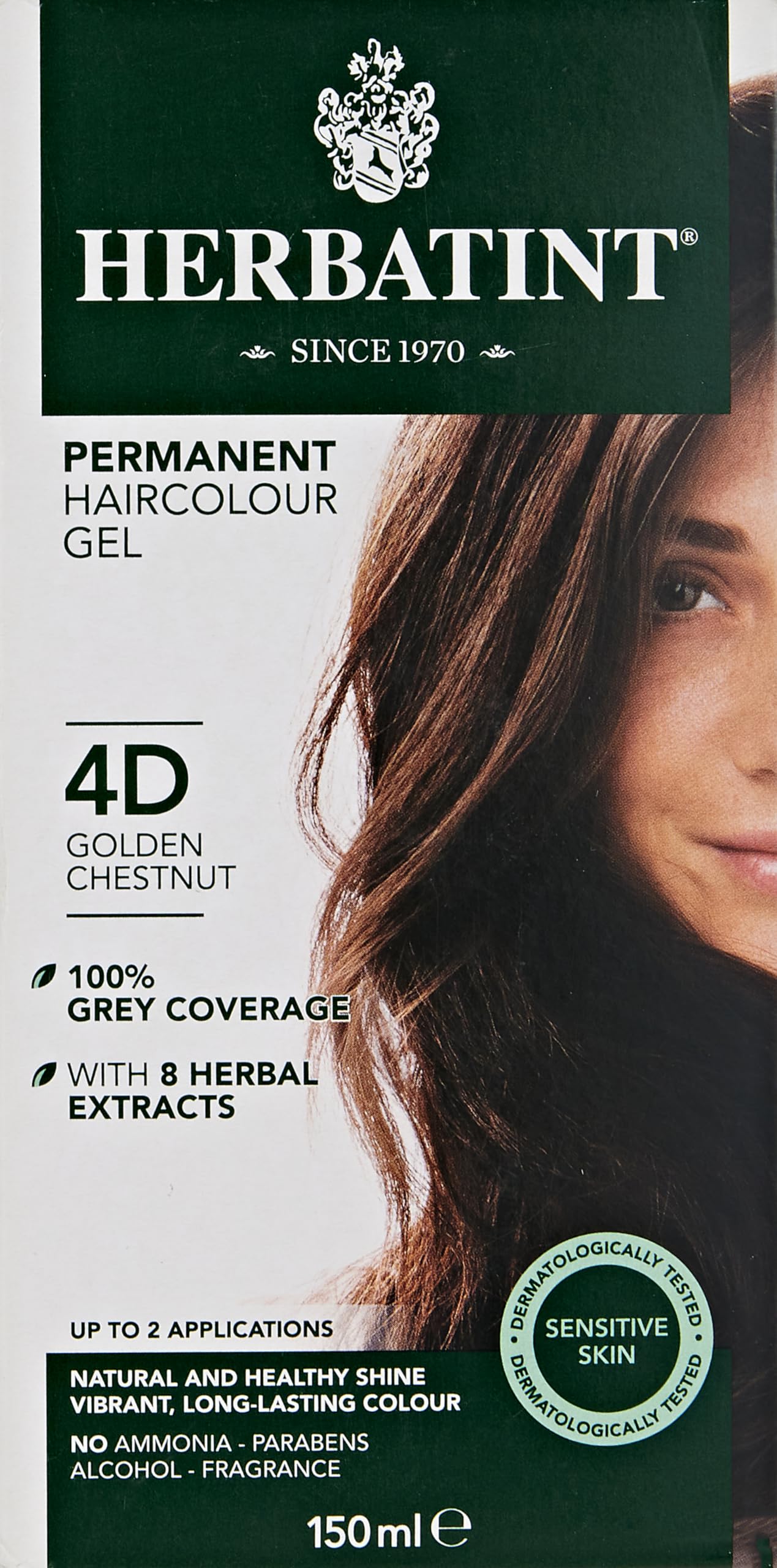 Herbatint Permanent Hair Color Gel, 4d Golden Chestnut, 4 Oz (095216)