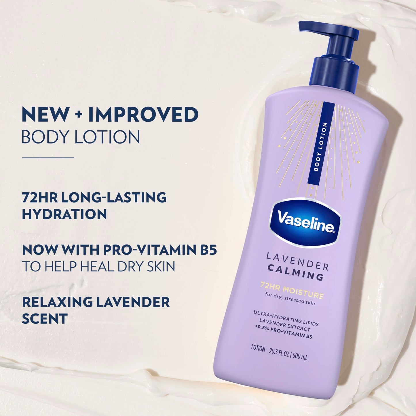 Vaseline Intensive Care Calm Healing Body Lotion 3 count for Dry Skin Made with Ultra-Hydrating Lipids and Lavender Extract to Heal and Restore Dry