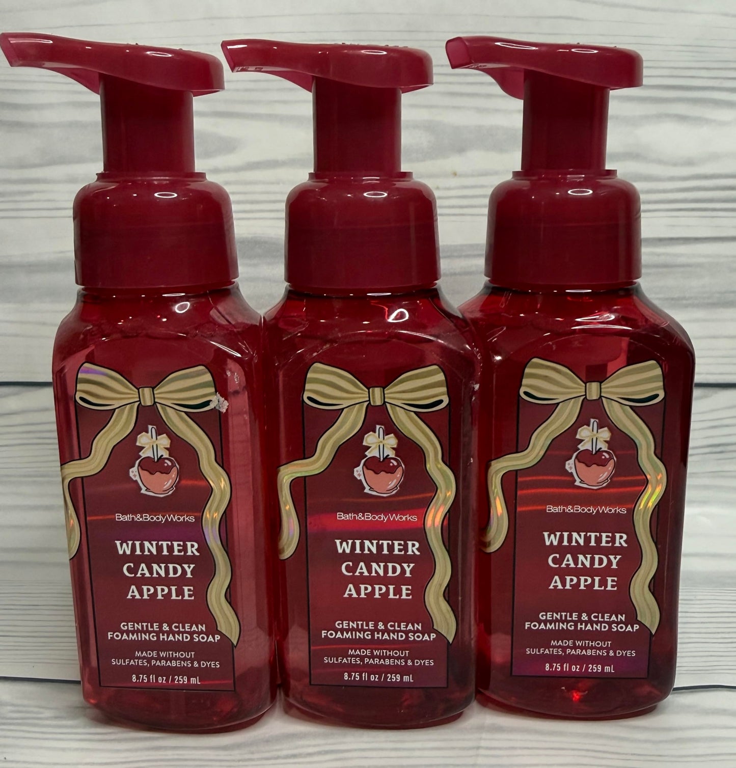 Bath and Body Works Winter Candy Apple Gentle & Clean Foaming Hand Soap Pack of 3