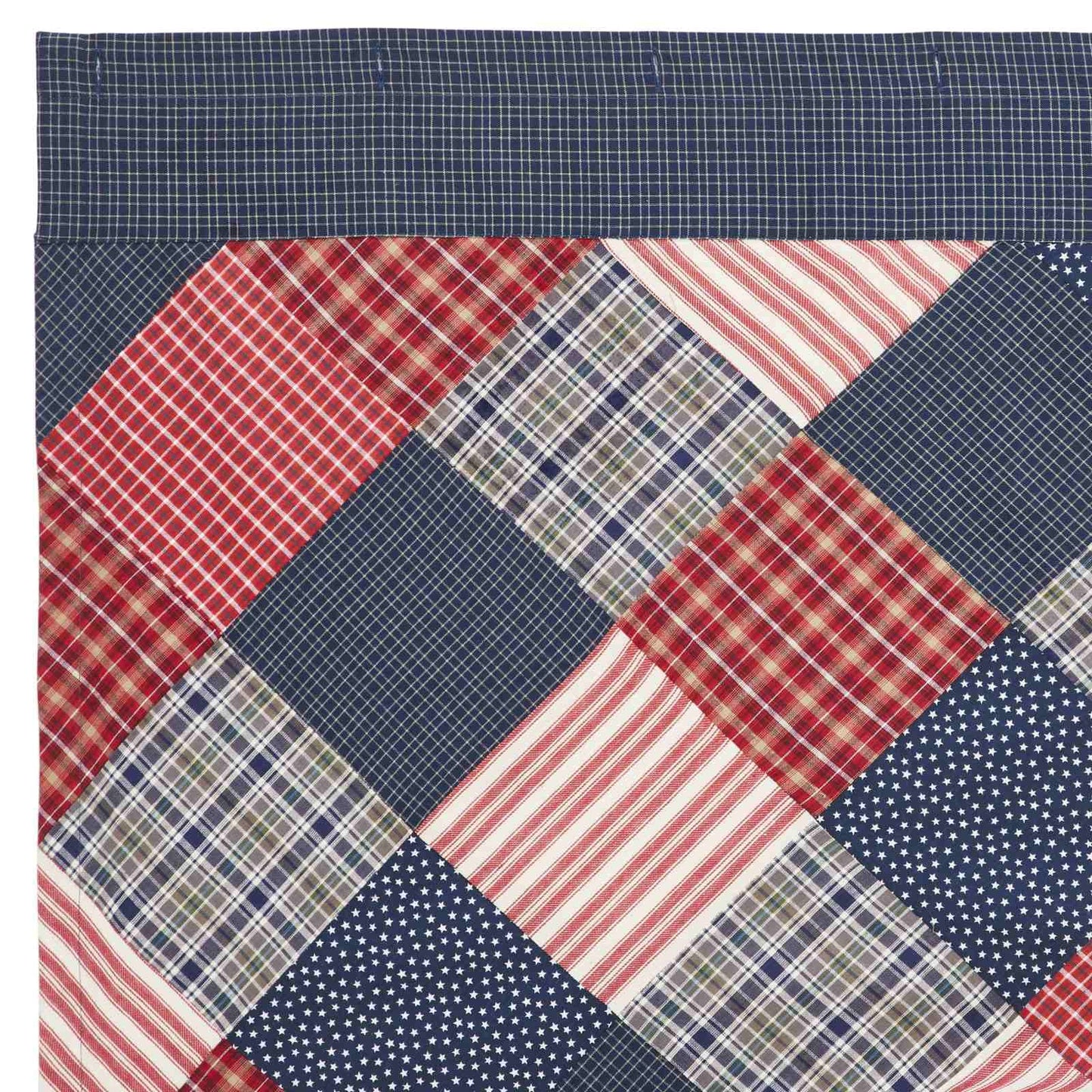 Bella Taylor Home, Primitive Country Americana, Revere Red White and Blue Patriotic Collection, Patchwork Shower Curtain 72x72