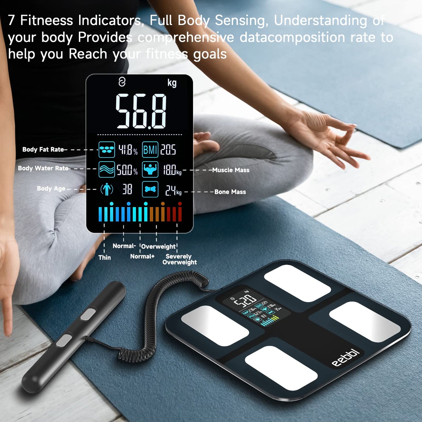 EEBBL Weight Scale for Body Fat with Handle, 20 Precise Body Biological Analyzer, Digital Bathroom Weighing Bluetooth Scale, Body Composition Monitor…
