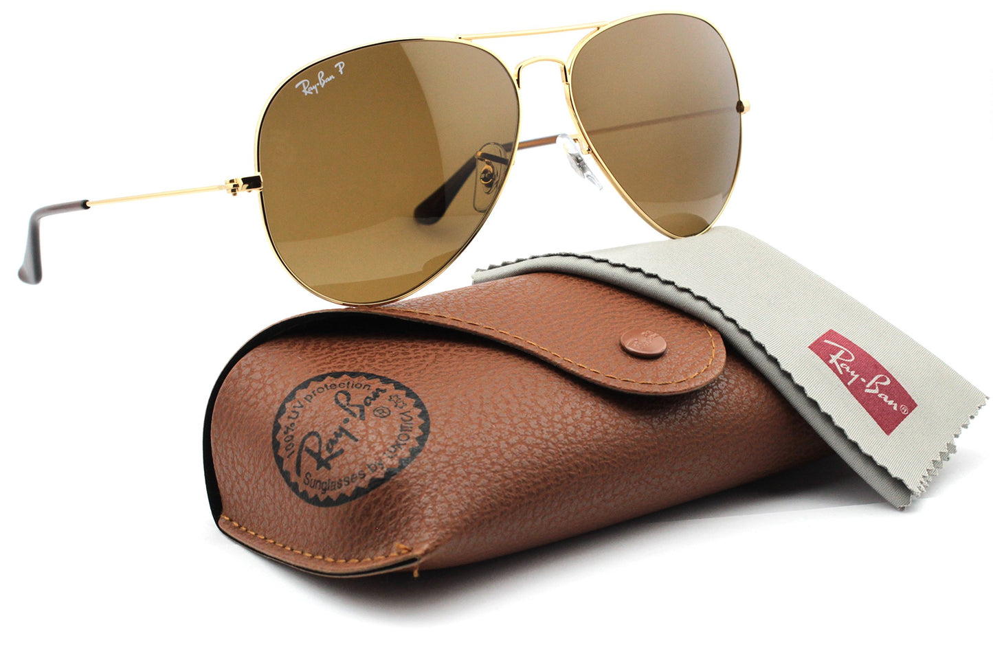 Ray-Ban RB3025 001/57 Unisex Aviator Sunglasses Polarized (Gold Frame/Brown Polarized Lens 001/57, 58), Medium