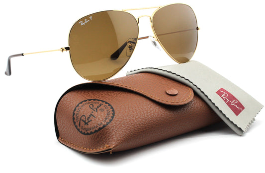 Ray-Ban RB3025 001/57 Unisex Aviator Sunglasses Polarized (Gold Frame/Brown Polarized Lens 001/57, 58), Medium