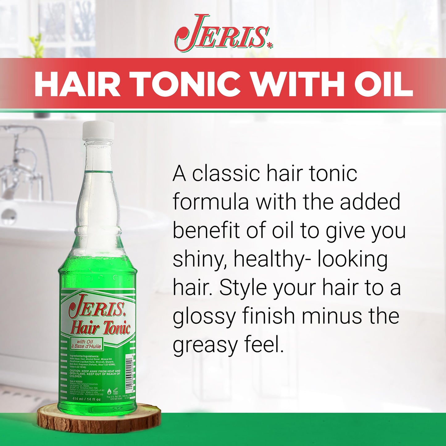 Clubman Jeris Hair Tonic for Men - Hair Oil for Men, Grooming Tonic, Restores and Conditions Hairs, Refreshing Scent, 14 fl oz