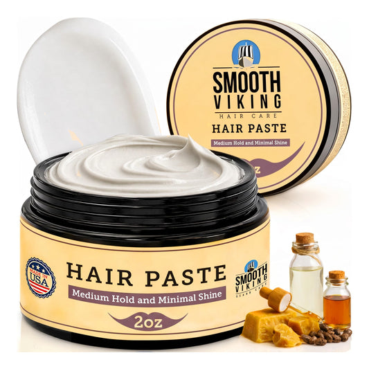 Smooth Viking Hair Paste for Men - Natural Matte Styling Paste for Textured Messy Hairstyle Hair Cream, Hair Styling Cream with Minimal Shine & Medium