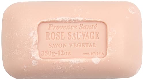 Provence Sante Luxury French Soap Bar - Moisturizing Shea Butter - Triple-milled Wild Rose Fragrance, 12 oz