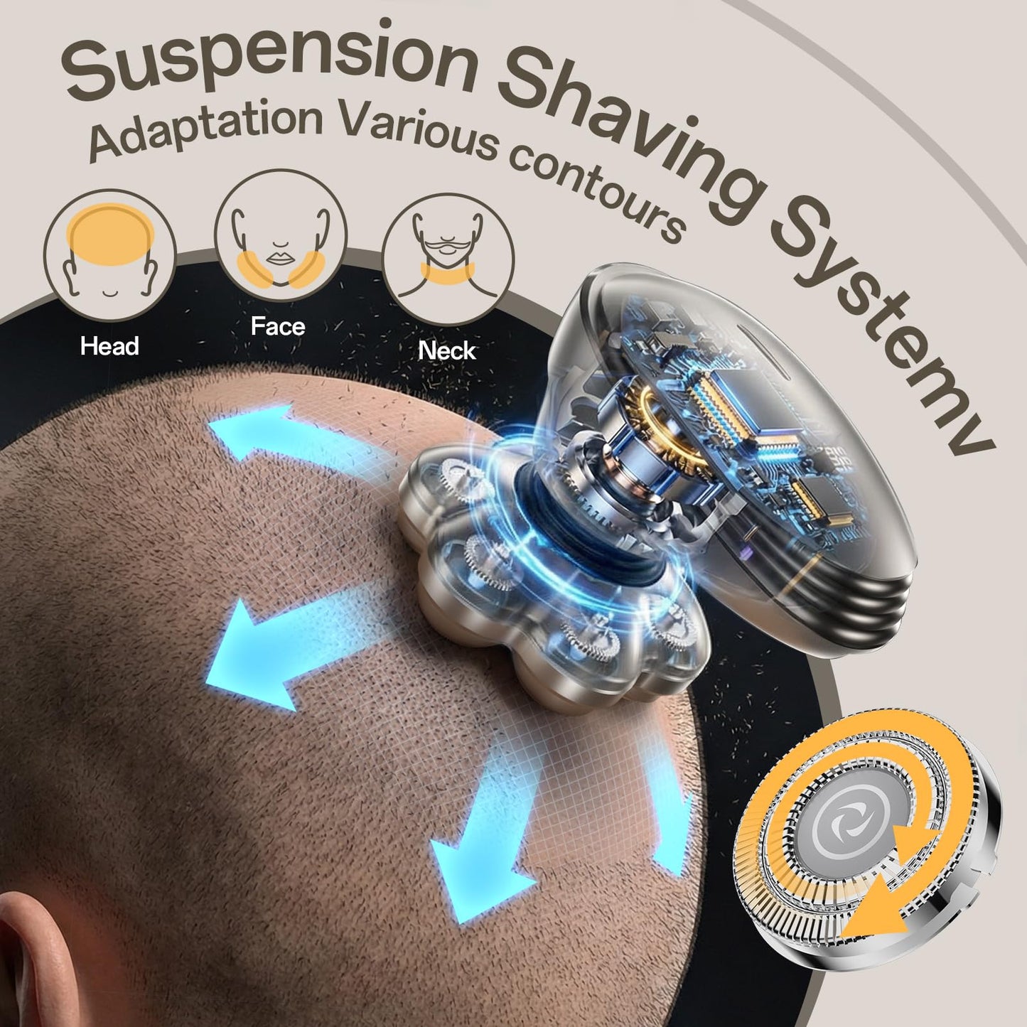 Head Shavers for Bald Men - Electric Razor for Men, 7D Magnetic Electric Shavers for Men, IPX7 Waterproof 5-in-1 Shavers for Men Grooming Kit Beauty and Personal Care WEQOEE