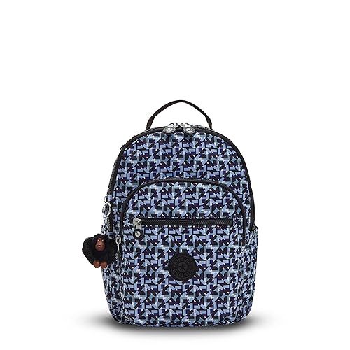 Kipling Women's Seoul Small Backpack, Durable, Padded Shoulder Straps with Tablet Sleeve, Dazzling Geos, 10.5''L x 13.75''H x 6.75''D (KI56110IS)