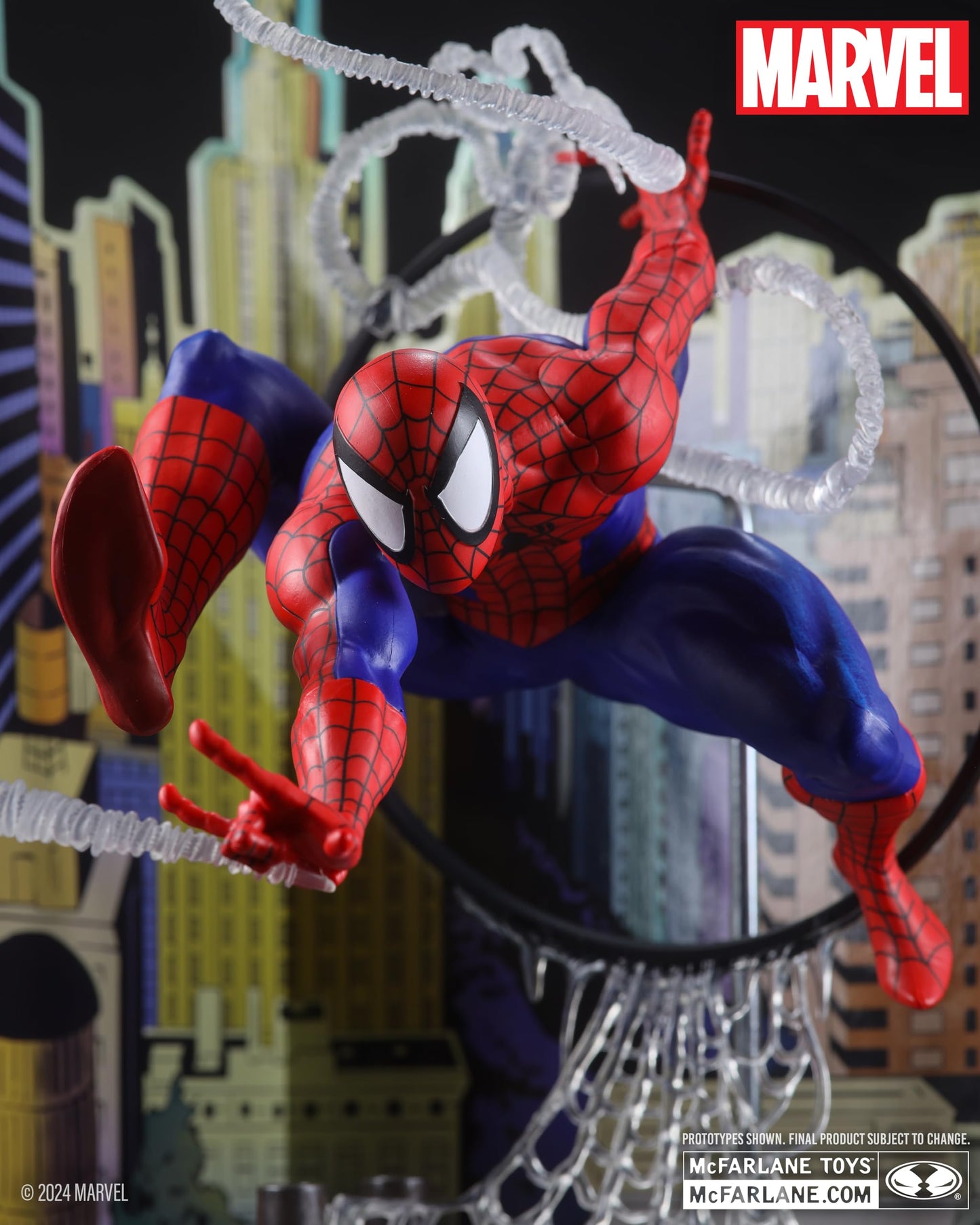 McFarlane Toys - Marvel Spider-Man 1:6th Scale Posed Figure with Scene & Comic (Based on The Amazing Spider-Man #301)