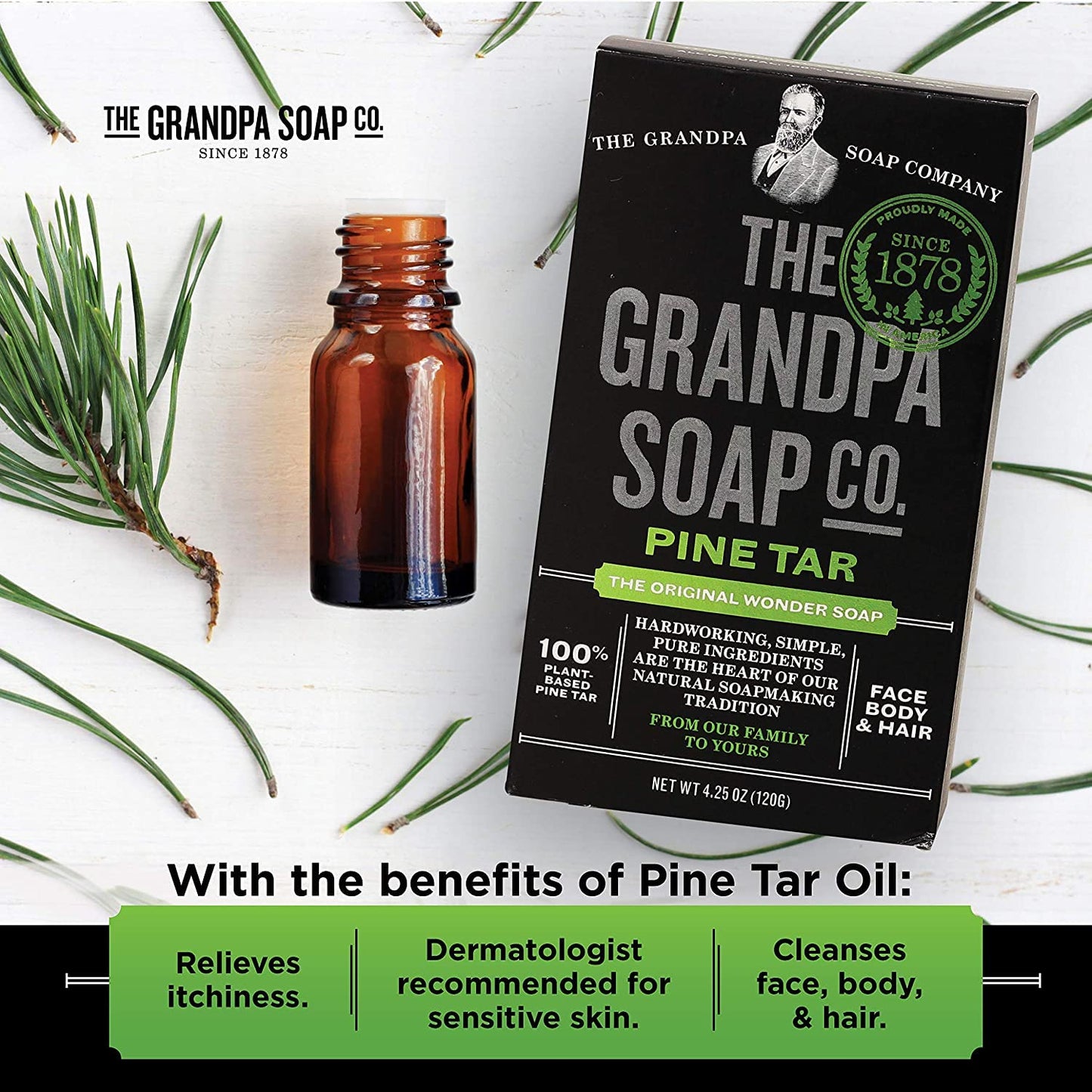 Grandpa's Soap Pine Tar 4.25 oz (Pack of 4) Beauty & Personal Care Grandpa's