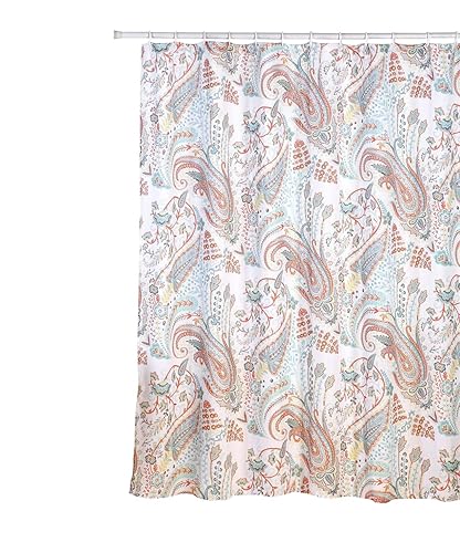 Kashi Home Zoey Fabric Shower Curtain, Paisley Floral Print, 70"x70"